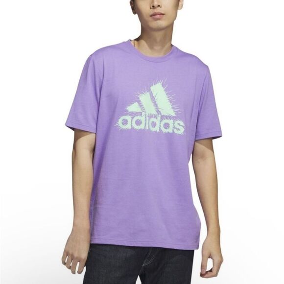 adidas Men's Short Sleeve Logo Graphic T Shirt Purple Size L - Picture 2 of 6